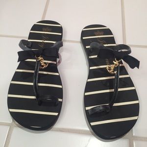 Juicy couture black and white stripe sandals 7.5